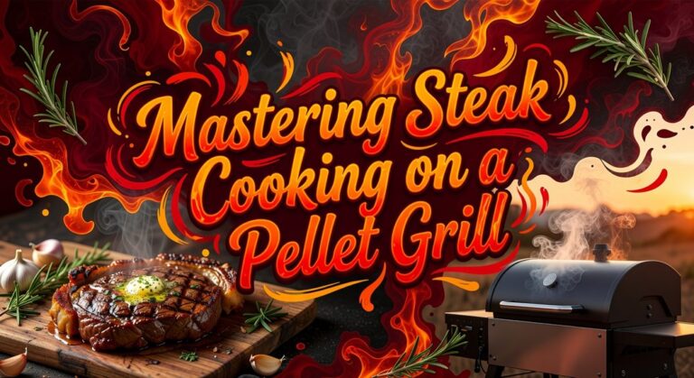 cooking steak on pellet grill